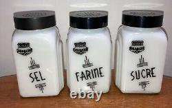 Vintage Rare Mckee Roman Arch White Salt Flour Sugar French Shakers Lislet