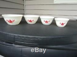 Vintage Red Ships Sail Boat Mixing Bowl Set