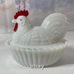 Vintage Rosso/Westmoreland Hen on a Nest White Milk Glass Hen