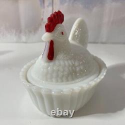 Vintage Rosso/Westmoreland Hen on a Nest White Milk Glass Hen