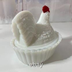 Vintage Rosso/Westmoreland Hen on a Nest White Milk Glass Hen