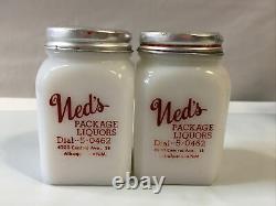 Vintage Salt and Pepper Shakers Advertising Made USA Ned's Package Dial 5-0462