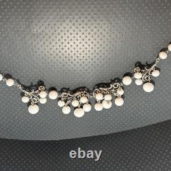Vintage Schiaparelli milk glass white Beaded Necklace