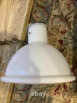 Vintage School House Milk Glass Pendant Light 1940s