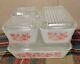 Vintage Set 4 Pyrex Pink Gooseberry Refrigerator Dishes & Lids 501 502 503