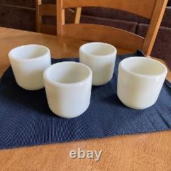 Vintage Set Of 4 Corning WW2 Handwarmer Watchman Mugs Navy Military milk Glass