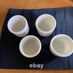 Vintage Set Of 4 Corning WW2 Handwarmer Watchman Mugs Navy Military milk Glass