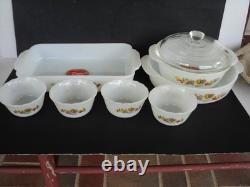 Vintage Set Of 8 pieces Fire King Chanticleer Rooster In OrIginal Box New NOS
