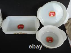 Vintage Set Of 8 pieces Fire King Chanticleer Rooster In OrIginal Box New NOS