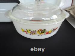 Vintage Set Of 8 pieces Fire King Chanticleer Rooster In OrIginal Box New NOS