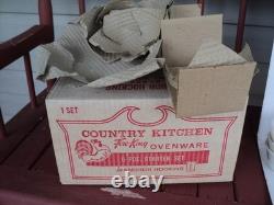 Vintage Set Of 8 pieces Fire King Chanticleer Rooster In OrIginal Box New NOS