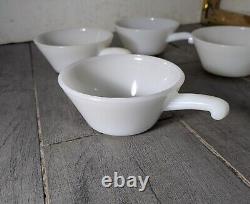 Vintage Set of 11 Anchor Hocking Fire King Milk Glass Soup Bowls w Handles