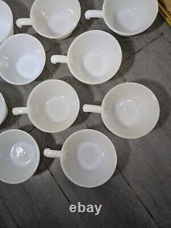 Vintage Set of 11 Anchor Hocking Fire King Milk Glass Soup Bowls w Handles