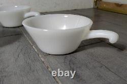 Vintage Set of 11 Anchor Hocking Fire King Milk Glass Soup Bowls w Handles