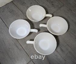 Vintage Set of 11 Anchor Hocking Fire King Milk Glass Soup Bowls w Handles