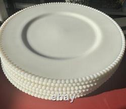 Vintage Set of 6 Westmoreland Beaded Edge Milk Glass Dinner Plates 10.25 EUC