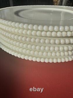 Vintage Set of 6 Westmoreland Beaded Edge Milk Glass Dinner Plates 10.25 EUC