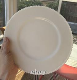 Vintage Set of 6 Westmoreland Beaded Edge Milk Glass Dinner Plates 10.25 EUC