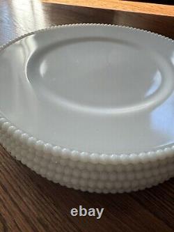 Vintage Set of 6 Westmoreland Beaded Edge Milk Glass Dinner Plates 10.25 EUC