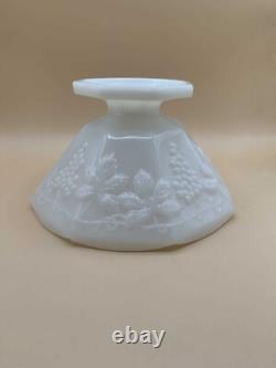 Vintage Set of White Milk Glass Harvest Grapes Serving Bowl/Compote and Lace Edg
