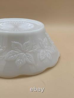 Vintage Set of White Milk Glass Harvest Grapes Serving Bowl/Compote and Lace Edg