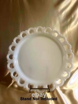 Vintage Set of White Milk Glass Harvest Grapes Serving Bowl/Compote and Lace Edg