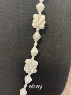 Vintage Signed Miriam Haskell White Milk Glass Necklace Rare