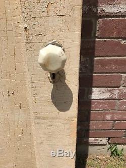 Vintage Solid Wood Closet Pantry Door with Milk Glass Handle Chippy Paint Salvage