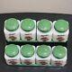 Vintage Tipp Usa Spice Jars Milk Glass Green Metal Lids Flowers Set Of 8 With Rack