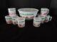 Vintage Tom & Jerry Hazel Atlas Milk Glass Egg Nog Bowl With10 Cups