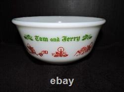 Vintage Tom & Jerry Hazel Atlas Milk Glass Egg Nog Bowl With10 Cups