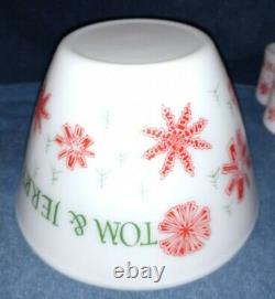 Vintage Tom & Jerry Snowflake Bowl & 10 Eggnog Cups Milk Glass-Fire KingRARE