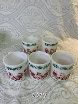 Vintage Tom and Jerry Auld Lang Syne Milk Glass Punch Bowl Set with 11 Glasses