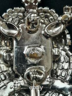 Vintage Trigere Milk Glass Rhinestone Turtle Brooch France