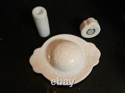 Vintage Ultra Rare (4) Piece Set Oneida Acid Cut Back Cameo Milk Glass Excellent