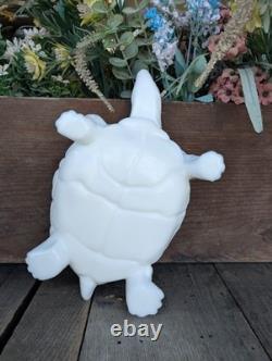 Vintage Unmarked White Milk Glass Nobby Back Turtle Trinket Dish Missing Lid