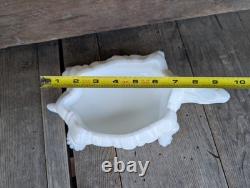 Vintage Unmarked White Milk Glass Nobby Back Turtle Trinket Dish Missing Lid
