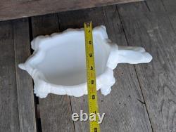 Vintage Unmarked White Milk Glass Nobby Back Turtle Trinket Dish Missing Lid