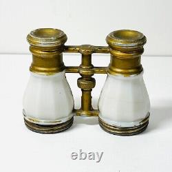 Vintage VERY RARE Milk Glass Binoculars Opera Glasses Candy Container