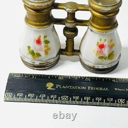 Vintage VERY RARE Milk Glass Binoculars Opera Glasses Candy Container