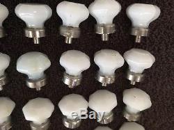 Vintage Victorian 8 Point White Milk Glass Cabinet Knobs Lot Of 48