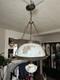 Vintage Victorian White Milk Glass Hand Painted Rose Chain Hanging Ceiling Light