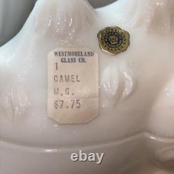 Vintage WESTMORELAND Milk Glass HUMPHREY CAMEL Lidded Dish With Original Sticker