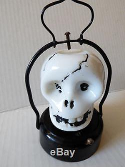 Vintage Wales Halloween White milk glass Skull Lantern Halloween HONG KONG