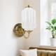 Vintage Wall Sconce, White Milk Glass Light Fixture, 5.5in Art Deco Antique W