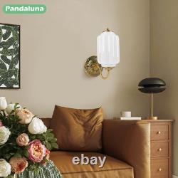 Vintage Wall Sconce, White Milk Glass Light Fixture, 5.5In Art Deco Antique W