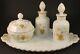 Vintage Westmoreland 7 Piece Vanity Set Milk Glass Gold Grapes Near Mint