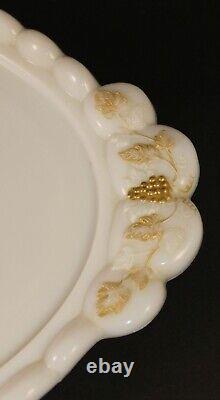 Vintage Westmoreland 7 Piece Vanity Set Milk Glass Gold Grapes Near Mint