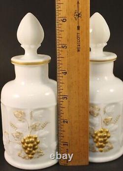 Vintage Westmoreland 7 Piece Vanity Set Milk Glass Gold Grapes Near Mint