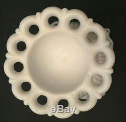 Vintage Westmoreland Glass Milk Glass Covered Footed Compote Candy Dish Doric